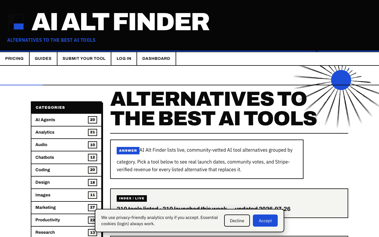 AI Alt Finder homepage