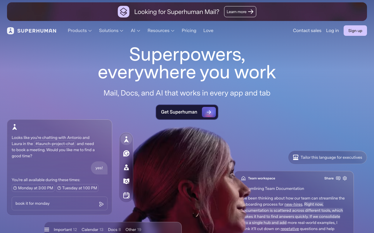 Superhuman homepage