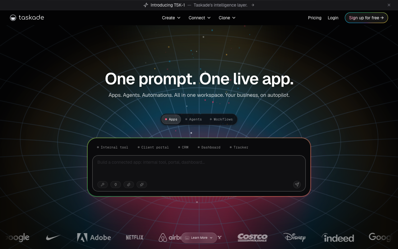 Taskade homepage